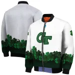 georgia tech yellow jackets clovers pattern white green bomber jacket best selling
