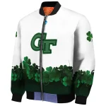 georgia tech yellow jackets clovers pattern white green bomber jacket best selling