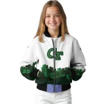 georgia tech yellow jackets clovers pattern white green bomber jacket best selling