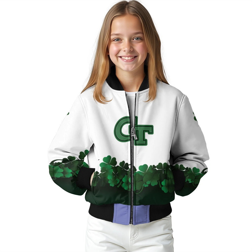 georgia tech yellow jackets clovers pattern white green bomber jacket top rated georgia tech yellow jackets clovers pattern white green bomber jacket top rated