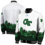georgia tech yellow jackets clovers pattern white green varsity jacket best selling