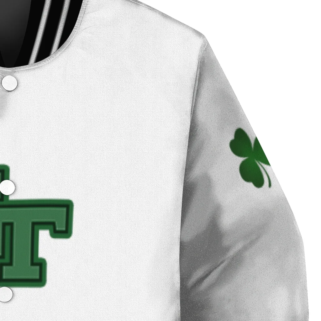 georgia tech yellow jackets clovers pattern white green varsity jacket premium grade georgia tech yellow jackets clovers pattern white green varsity jacket premium grade