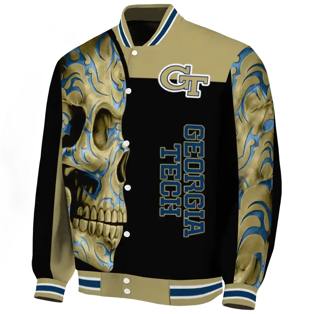 georgia tech yellow jackets fire skull gold black varsity jacket best selling georgia tech yellow jackets fire skull gold black varsity jacket best selling