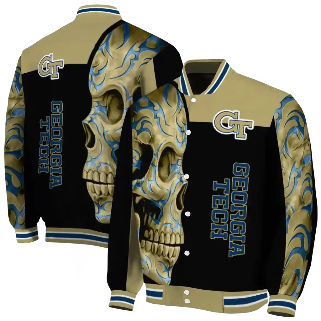 georgia tech yellow jackets fire skull gold black varsity jacket fashion forward georgia tech yellow jackets fire skull gold black varsity jacket fashion forward