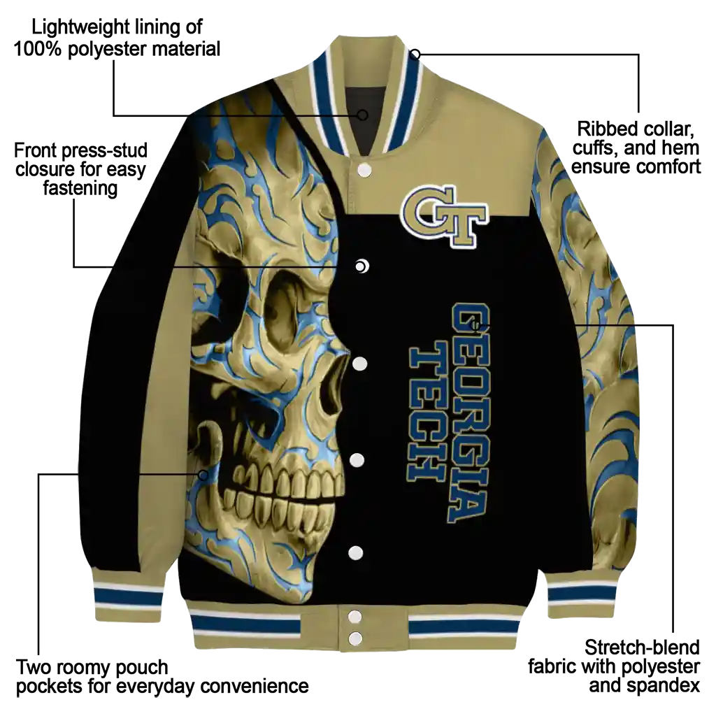 georgia tech yellow jackets fire skull gold black varsity jacket new arrival georgia tech yellow jackets fire skull gold black varsity jacket new arrival