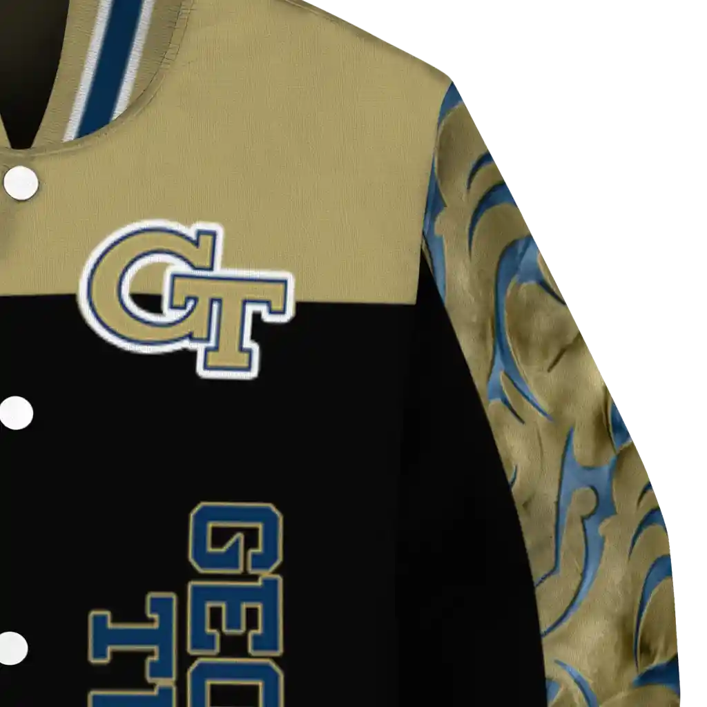 georgia tech yellow jackets fire skull gold black varsity jacket premium grade georgia tech yellow jackets fire skull gold black varsity jacket premium grade