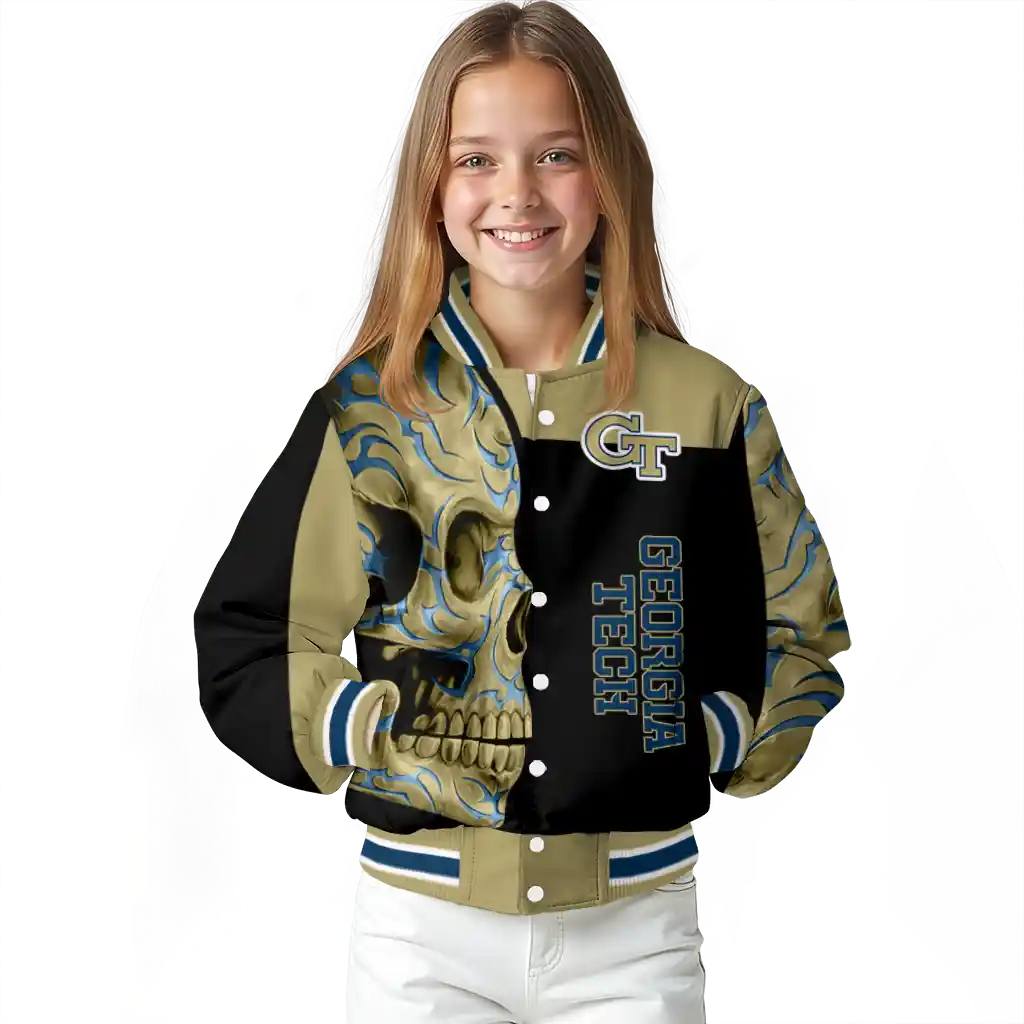 georgia tech yellow jackets fire skull gold black varsity jacket top rated georgia tech yellow jackets fire skull gold black varsity jacket top rated
