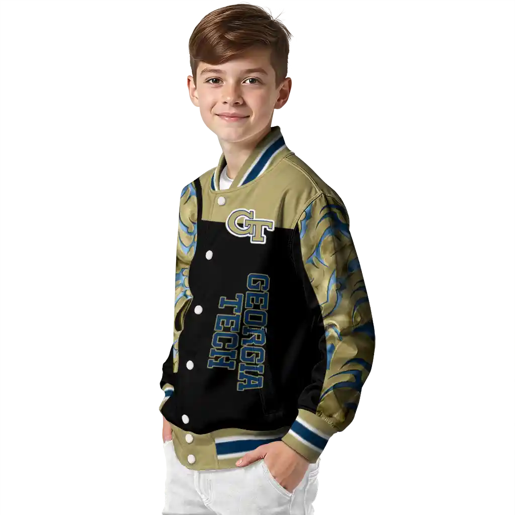 georgia tech yellow jackets fire skull gold black varsity jacket trendy georgia tech yellow jackets fire skull gold black varsity jacket trendy