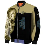georgia tech yellow jackets intricate skull gold black bomber jacket best selling