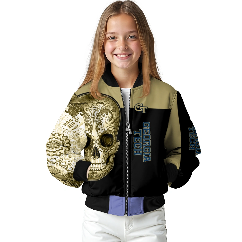 georgia tech yellow jackets intricate skull gold black bomber jacket top rated georgia tech yellow jackets intricate skull gold black bomber jacket top rated
