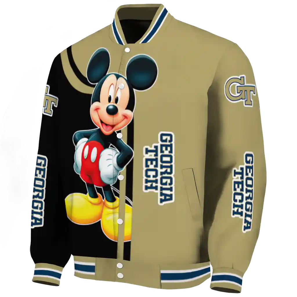 georgia tech yellow jackets mickey mouse gold varsity jacket best selling georgia tech yellow jackets mickey mouse gold varsity jacket best selling
