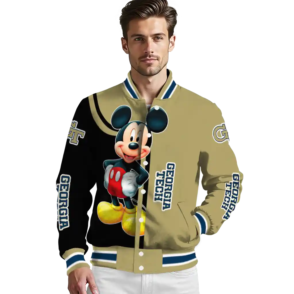 georgia tech yellow jackets mickey mouse gold varsity jacket high quality georgia tech yellow jackets mickey mouse gold varsity jacket high quality