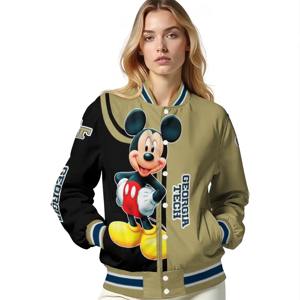 georgia tech yellow jackets mickey mouse gold varsity jacket latest model georgia tech yellow jackets mickey mouse gold varsity jacket latest model
