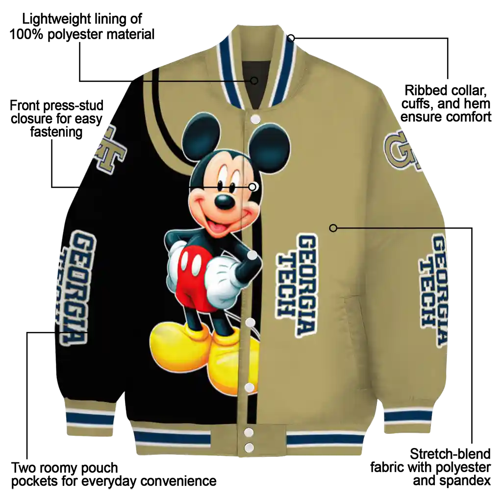 georgia tech yellow jackets mickey mouse gold varsity jacket new arrival georgia tech yellow jackets mickey mouse gold varsity jacket new arrival