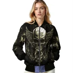 georgia tech yellow jackets skull bite gold black bomber jacket best selling