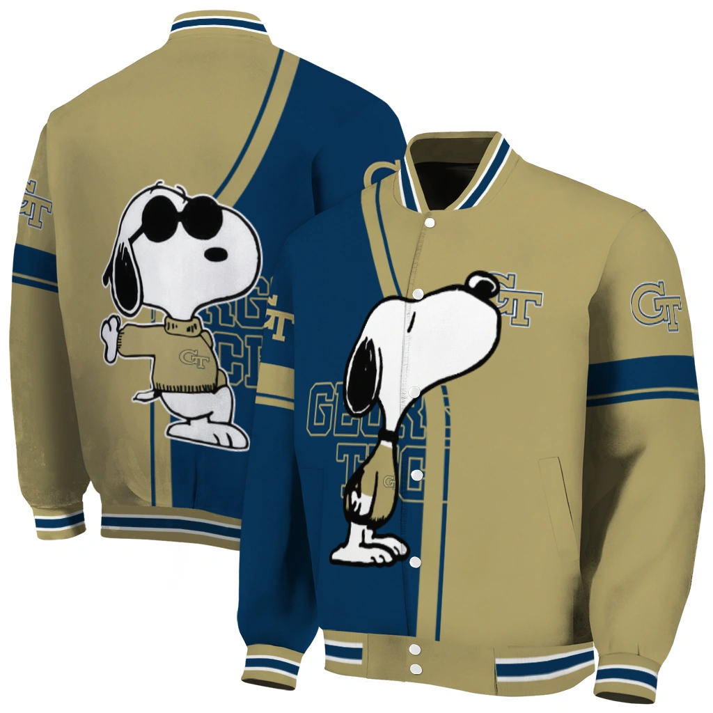 georgia tech yellow jackets snoopy attitude gold varsity jacket fashion forward georgia tech yellow jackets snoopy attitude gold varsity jacket fashion forward