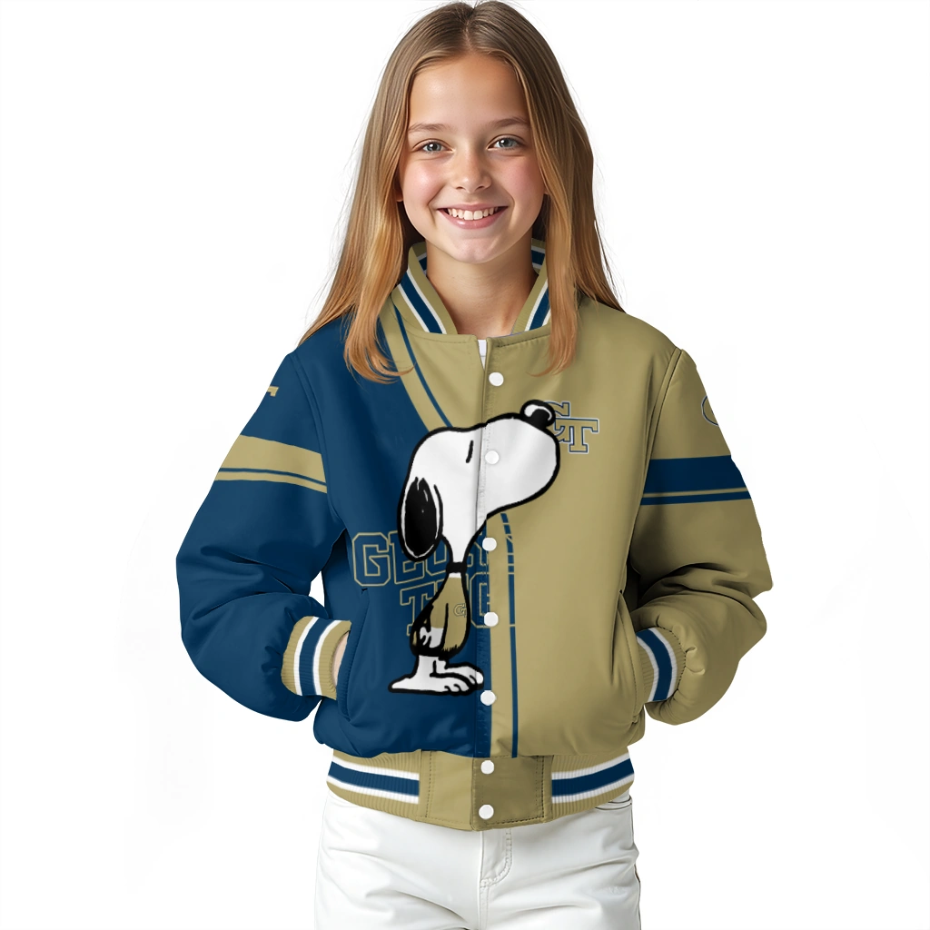 georgia tech yellow jackets snoopy attitude gold varsity jacket top rated georgia tech yellow jackets snoopy attitude gold varsity jacket top rated