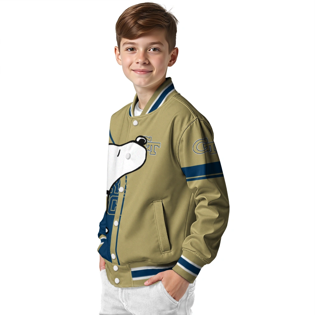 georgia tech yellow jackets snoopy attitude gold varsity jacket trendy georgia tech yellow jackets snoopy attitude gold varsity jacket trendy