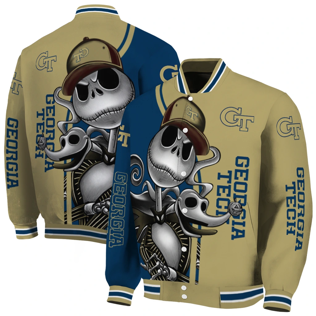 georgia tech yellow jackets spooky grin gold varsity jacket fashion forward georgia tech yellow jackets spooky grin gold varsity jacket fashion forward