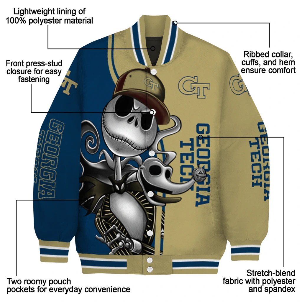 georgia tech yellow jackets spooky grin gold varsity jacket new arrival georgia tech yellow jackets spooky grin gold varsity jacket new arrival