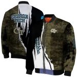georgia tech yellow jackets torn texture print gold black bomber jacket best selling