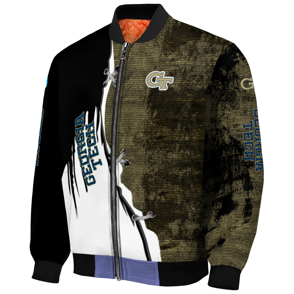 georgia tech yellow jackets torn texture print gold black bomber jacket fashion forward georgia tech yellow jackets torn texture print gold black bomber jacket fashion forward