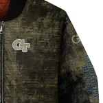georgia tech yellow jackets torn texture print gold black bomber jacket best selling