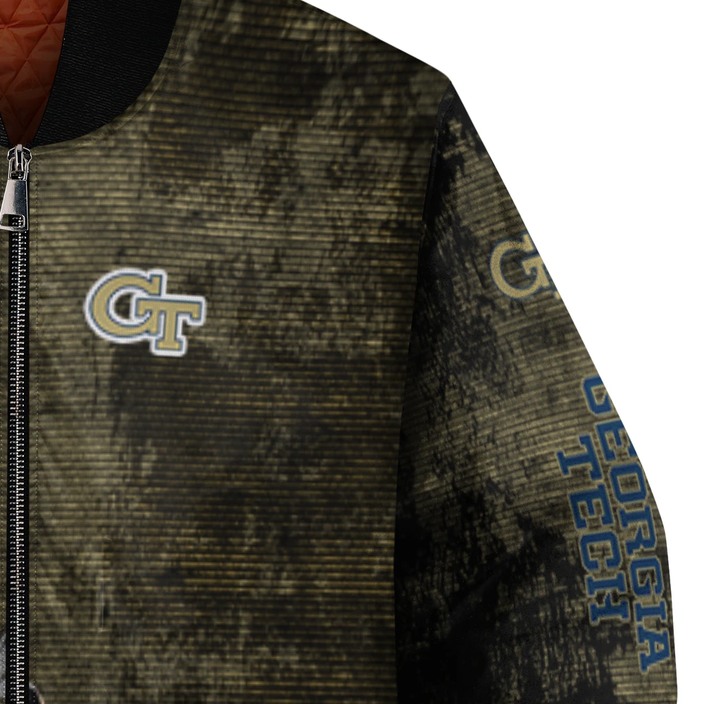georgia tech yellow jackets torn texture print gold black bomber jacket premium grade georgia tech yellow jackets torn texture print gold black bomber jacket premium grade