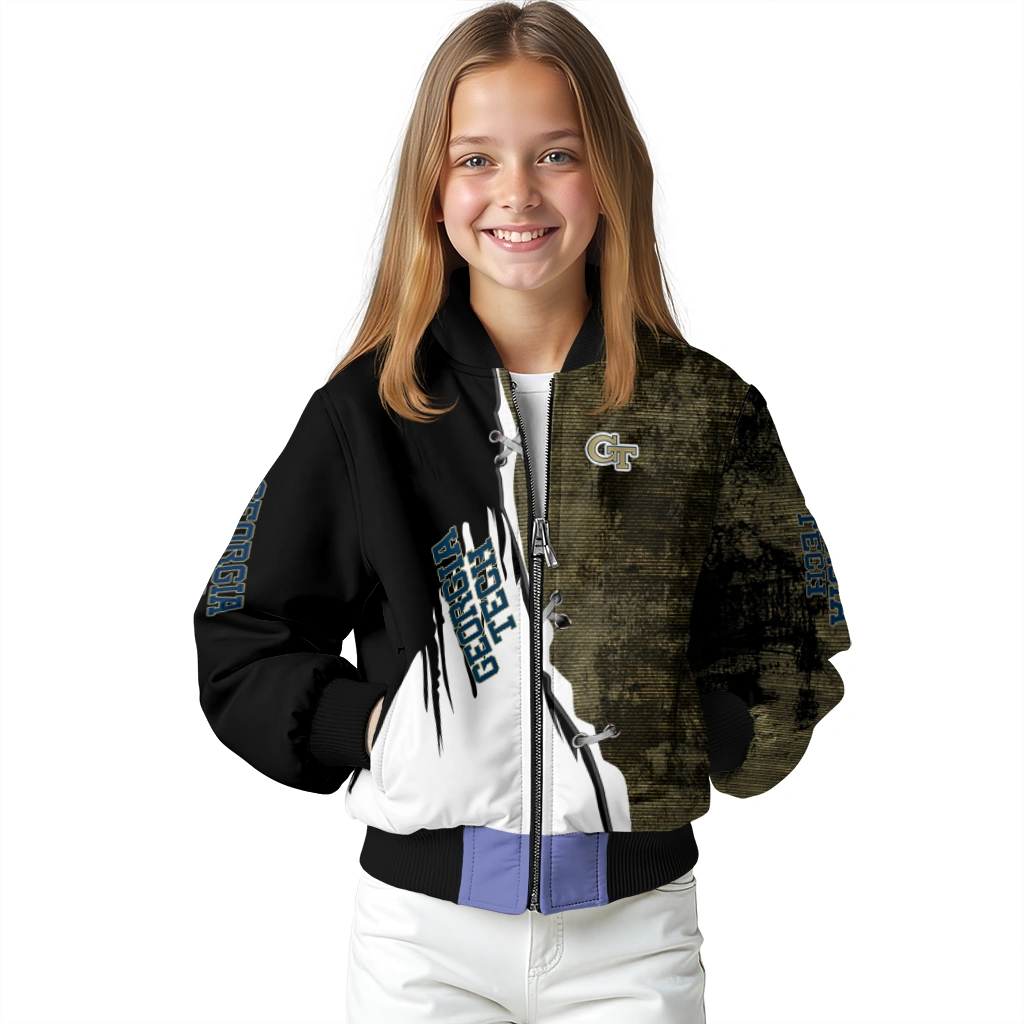 georgia tech yellow jackets torn texture print gold black bomber jacket top rated georgia tech yellow jackets torn texture print gold black bomber jacket top rated