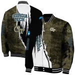 georgia tech yellow jackets torn texture print gold black varsity jacket best selling