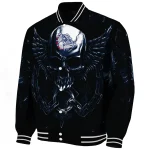 gonzaga bulldogs skull bite blue black varsity jacket best selling