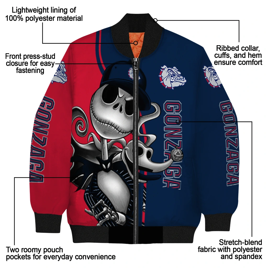 gonzaga bulldogs spooky grin blue bomber jacket new arrival gonzaga bulldogs spooky grin blue bomber jacket new arrival