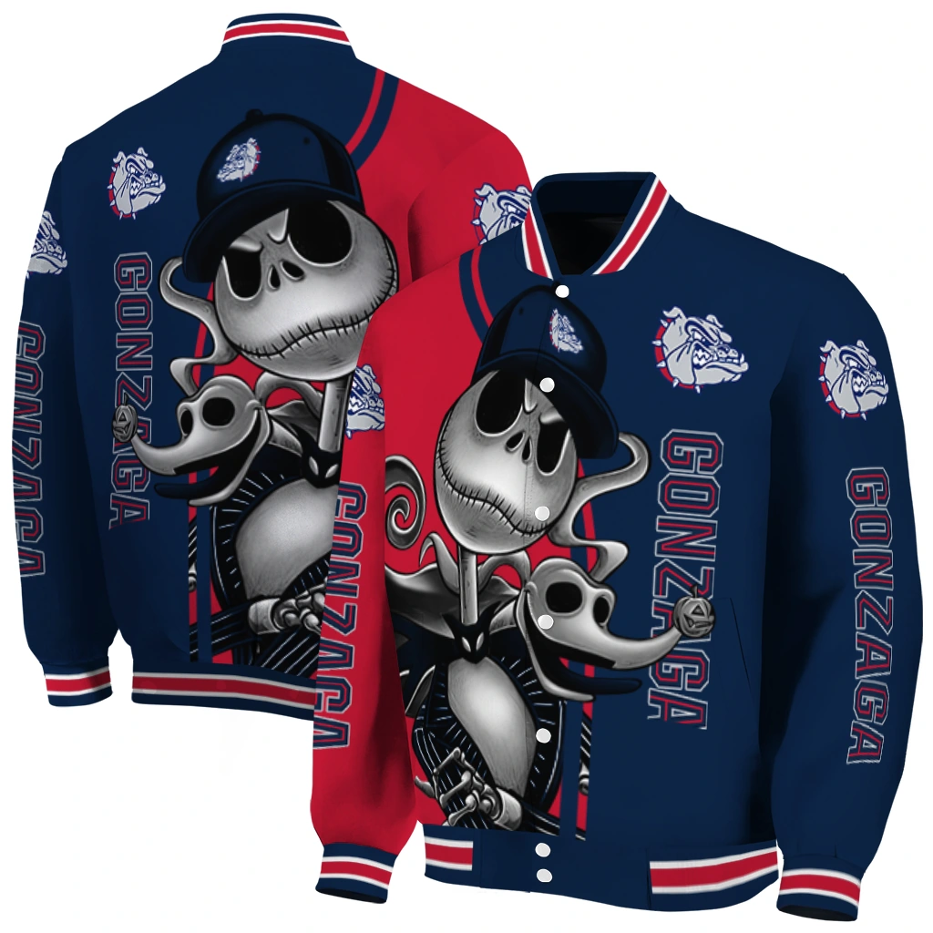 gonzaga bulldogs spooky grin blue varsity jacket fashion forward gonzaga bulldogs spooky grin blue varsity jacket fashion forward