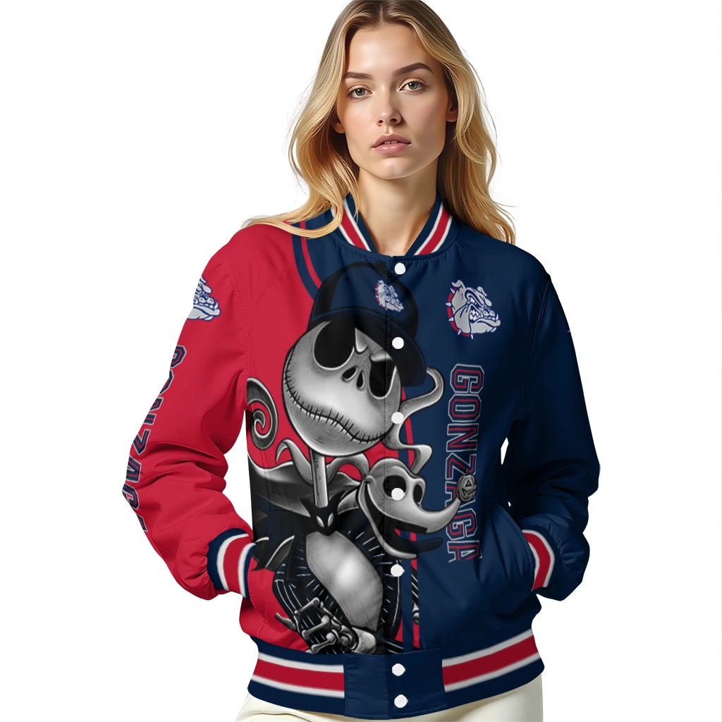 gonzaga bulldogs spooky grin blue varsity jacket latest model gonzaga bulldogs spooky grin blue varsity jacket latest model