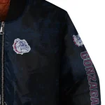 gonzaga bulldogs torn texture print blue black bomber jacket best selling
