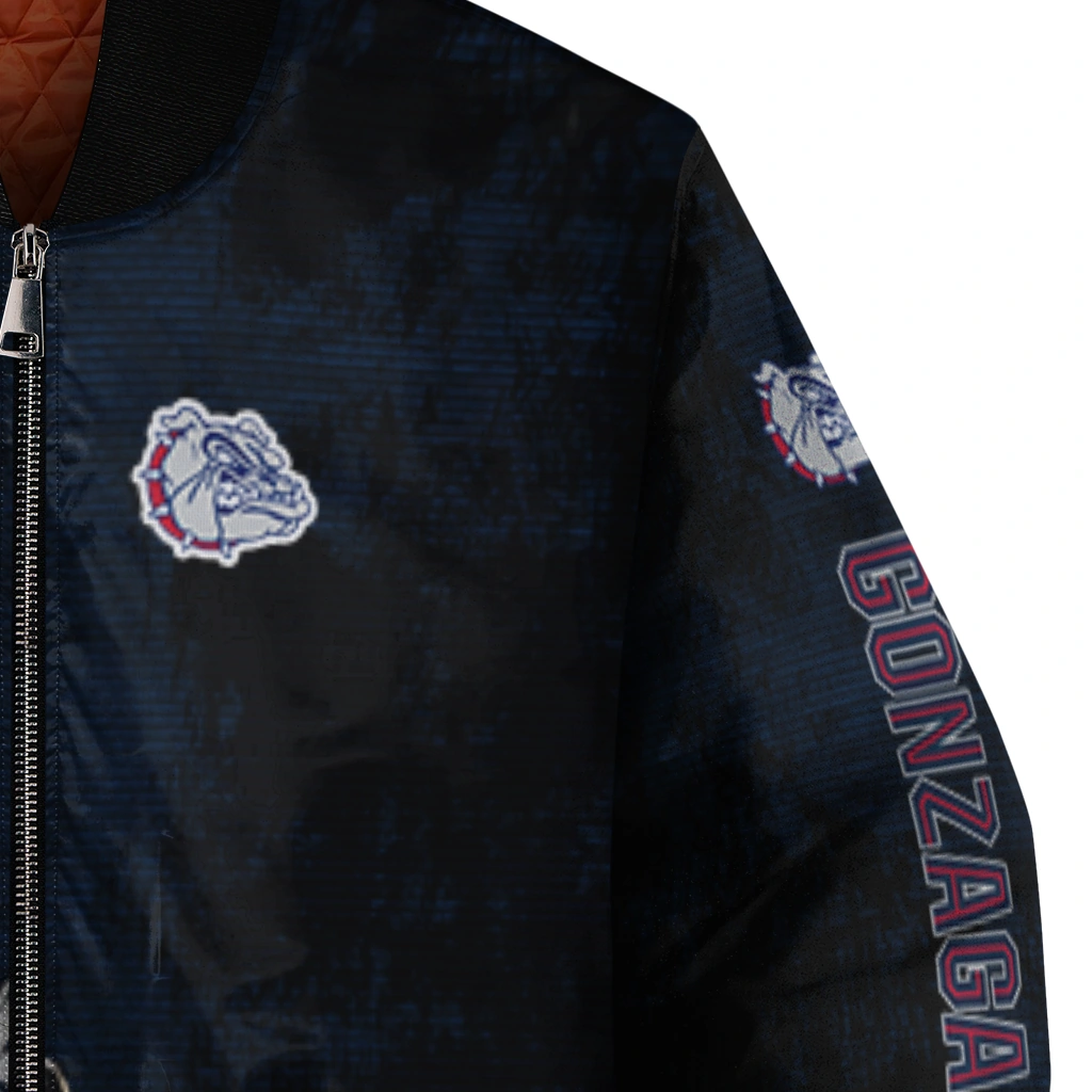 gonzaga bulldogs torn texture print blue black bomber jacket premium grade gonzaga bulldogs torn texture print blue black bomber jacket premium grade