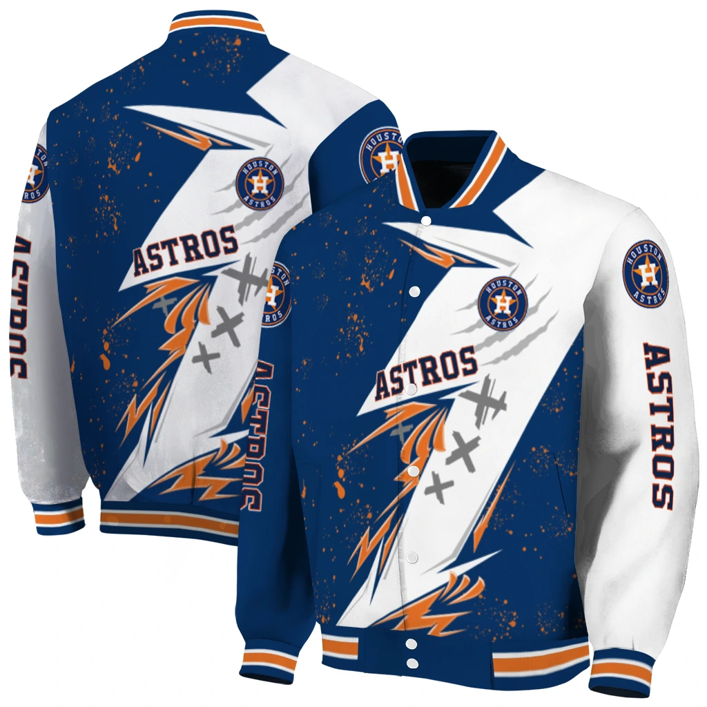 houston astros ripped bolt blue white varsity jacket fashion forward houston astros ripped bolt blue white varsity jacket fashion forward