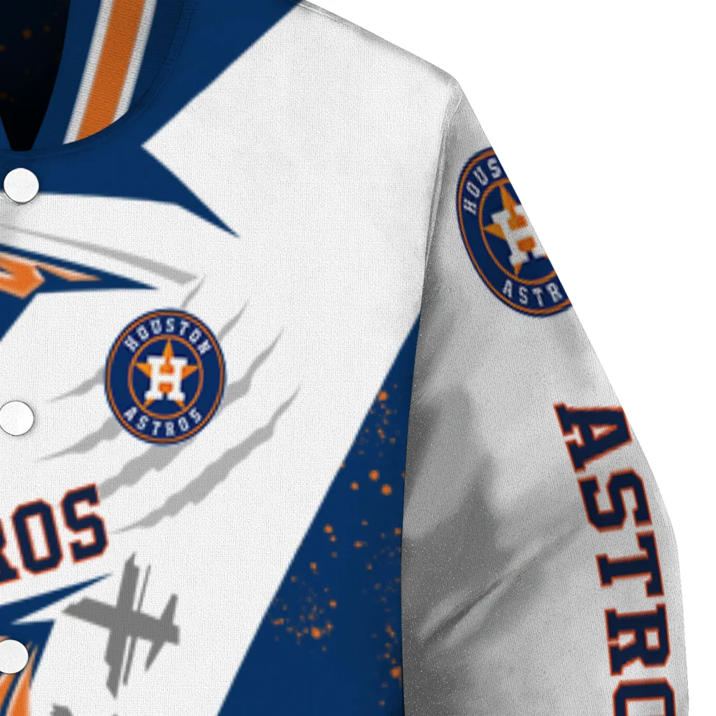 houston astros ripped bolt blue white varsity jacket premium grade houston astros ripped bolt blue white varsity jacket premium grade