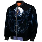 houston astros skull bite blue black bomber jacket best selling