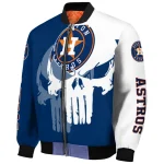 houston astros skull outline blue white bomber jacket best selling