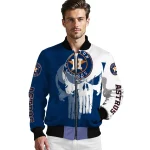 houston astros skull outline blue white bomber jacket best selling