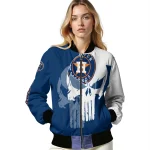 houston astros skull outline blue white bomber jacket best selling