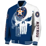 houston astros skull outline blue white varsity jacket best selling