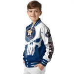 houston astros skull outline blue white varsity jacket best selling