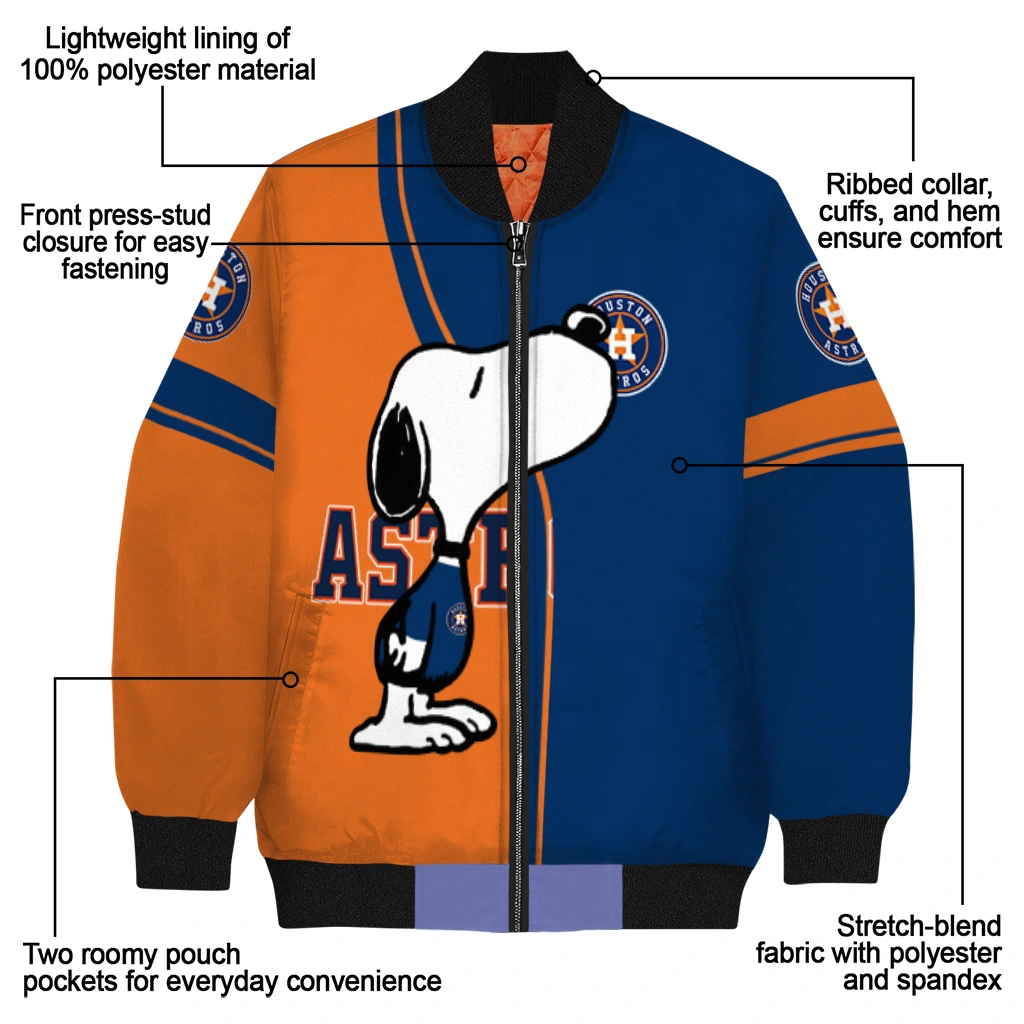 houston astros snoopy attitude blue bomber jacket new arrival houston astros snoopy attitude blue bomber jacket new arrival