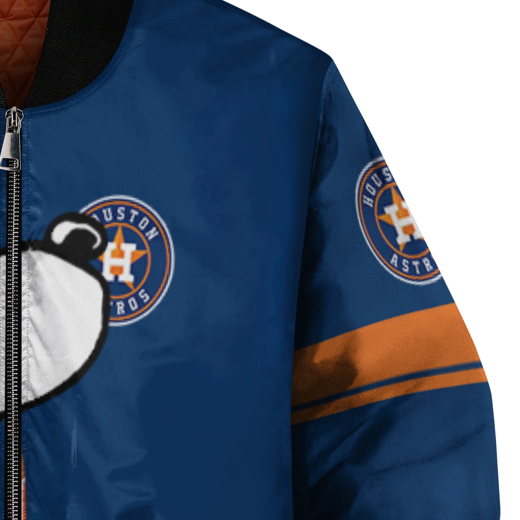 houston astros snoopy attitude blue bomber jacket premium grade houston astros snoopy attitude blue bomber jacket premium grade