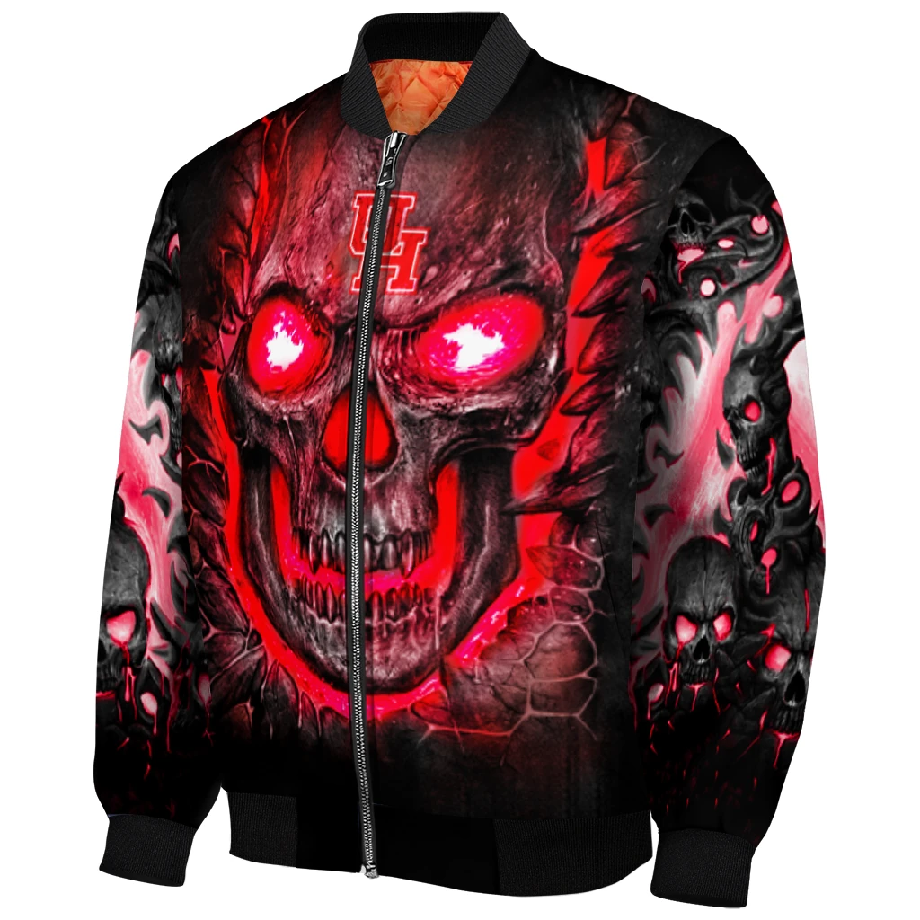 houston cougars inferno skull red black bomber jacket fashion forward houston cougars inferno skull red black bomber jacket fashion forward