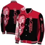 houston cougars intricate skull red black varsity jacket best selling