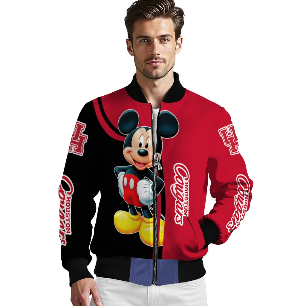 houston cougars mickey mouse red bomber jacket high quality houston cougars mickey mouse red bomber jacket high quality