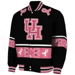 houston cougars pink ribbon black pink varsity jacket best selling